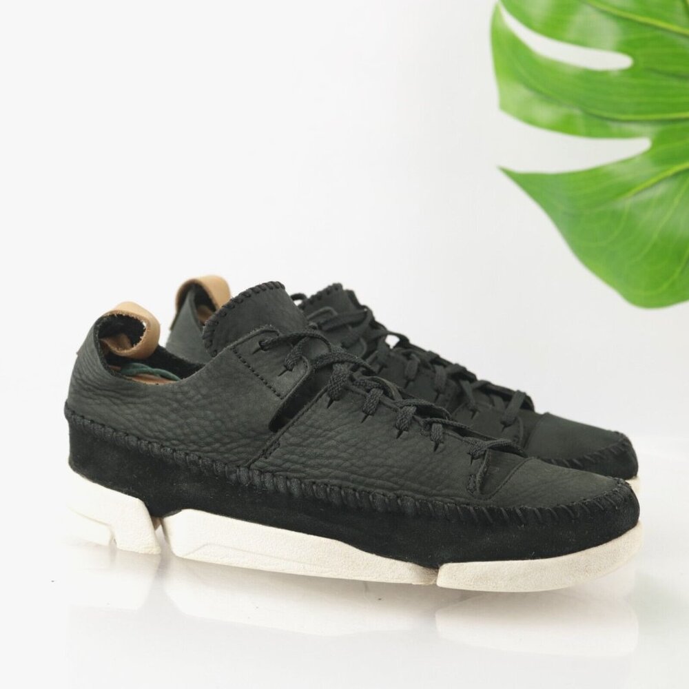 Clarks Originals Womens Trigenix Flex Sneaker Size 7.5 Black Nubuck Lace Up Shoe